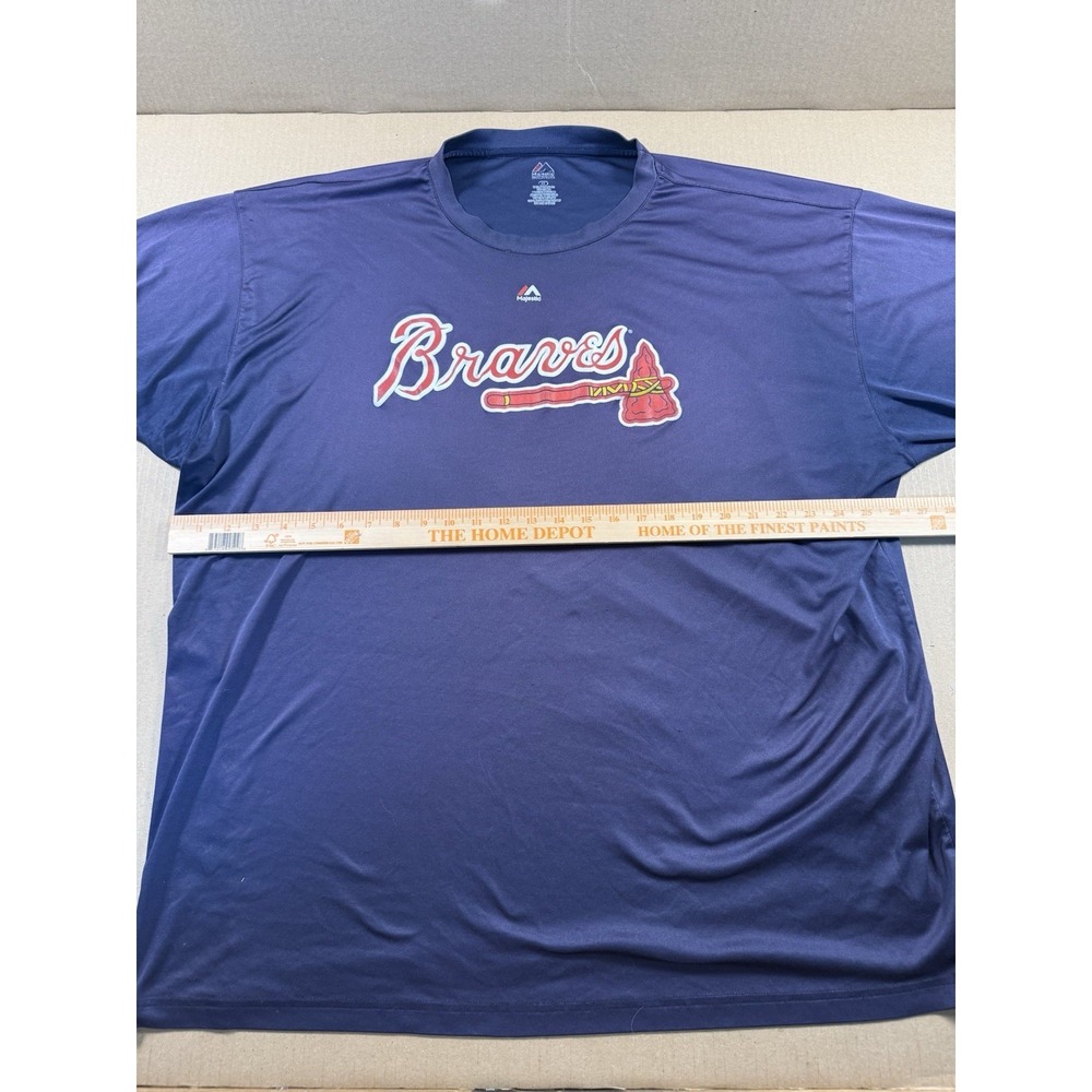 Majestic Atlanta Braves Men Blue T- Shirt Short Sleeve Size 4XL - Picture 4 of 7
